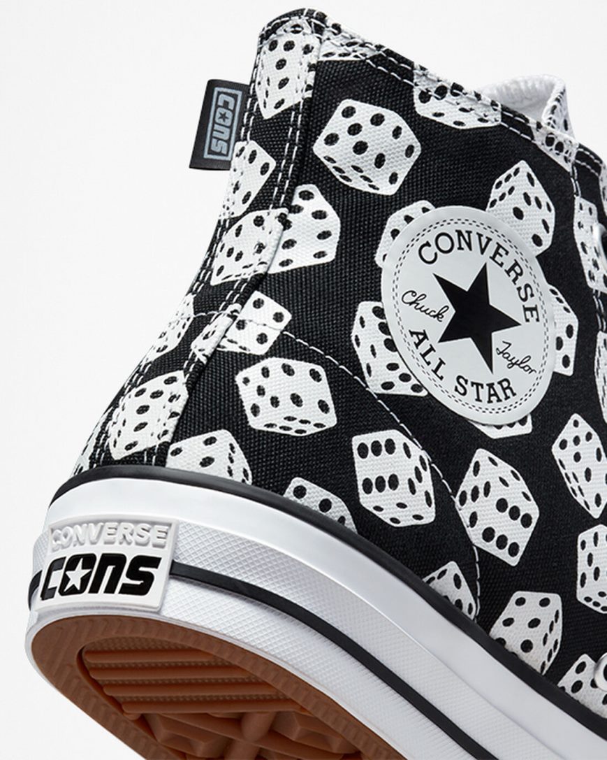 Zapatillas Skate Converse Chuck Taylor All Star Pro Dice Mujer Negras Blancas | PE 580PL7